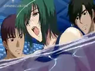Tre kåt studs knulling en søt anime henhold vann