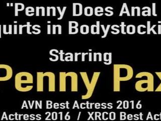 Redhead Penny Pax Butt Fucked & Squirts in Body Stocking!