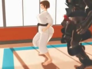 无尽 karate 女孩 窒息 上 一 大规模 迪克 在 3d