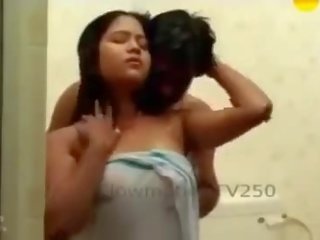 Hot And Cute Indian Aunty's Wet Boobs Pressed