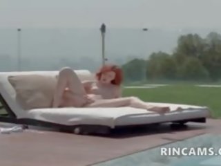 Pool Party! Red Headed Chick Masturbating